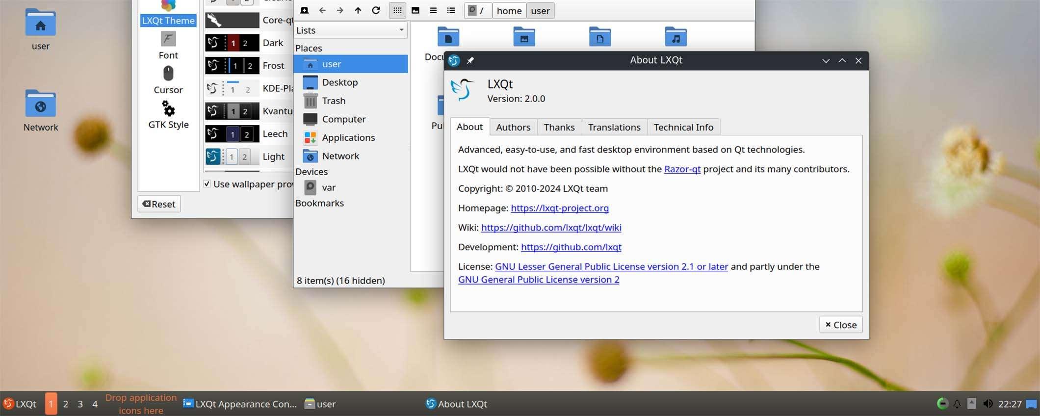 Meer informatie over "LXQt 2.2 Desktop"